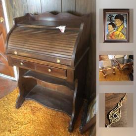 MaxSold Auction: This online auction features Childs Roll Top Desk, Rocking Chair, Amazon Kindle, Sharp Carousel Microwave, Pyrex Dishware, 10k cameo ring, Clock and much more!