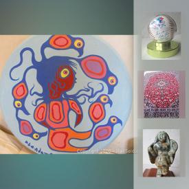 MaxSold Auction: This online auction features ART by Indigenous artists that include soapstone carvings by Edmund Wolf, Marcus Kudluk and many more signed pieces; Original paintings by Norval and David Morrisseau, Duke Redbird and Liz Feyerabend. Original paintings by artists Desmond Heeley, Bobbie Walker Mabry and Gerard LeBlanc. Several Italian sterling silver and gold 3-D art pieces as well as Antique framed art. Silk and Wool blend Persian RUGS in Balouch, Heriz and Tribal patterns, hand-woven Wool carpets in Kashan, Bokhara, Hossainabad and Malayer patterns - some Antique. Antique cigar / tobacco chopper; Russian and German paper currency, USA coins. Vintage Toastess toaster. Collectible basketball and baseball cards, sports memorabilia. A 96 piece set of Limoges "Royal Crown Chelsea" service for 12 with tea set and serving pieces. Jewelry such as a 10K white gold and black diamond ring, sterling silver rings with diamonds and ruby and more!