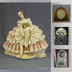 MaxSold Auction: This online auction features Green Fenton, Vaseline and Bristol glass pieces. Collectible Royal Doulton, Dresden and Capodimonte figurines; Pimpernel placemats; horse brass and silver plate; ceramics and pottery; crafted wooden bowls; stones, minerals and geodes; coins and more! Furniture such as a vintage mahogany cabinet, modern end and coffee tables. Leaded glass lamps and mirrors. Art such as a Peter Lee watercolour, limited edition print signed by artist Philip Crowe and a Ronald Holden print. Electronics such as a Karaoke machine, Hitachi stereo system, Xyron and 3M laminators, Sears sewing machine. AB lounger. Vintage Art Deco barometer. Boxed tea and Sashimi sets. Tools such as a Sears circular saw and DeWalt reciprocating saw blades. Jewelry such a butterfly and bee brooches. Sporting goods such as several fishing poles and much more!