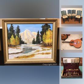 MaxSold Auction: This online auction features Vintage String Instruments, Vintage Chinese Carved Chest, Antique Chinese Pewter, WWII Memorabilia, Art Glass, Oak Dining Table, Wool Area Rug, Art & Craft Supplies, Signed Framed Edvinson Photos, Vintage Pyrex, Cast Iron Tea Pots, Cashmere And Pashmina Scarves, Dog Agility Equipment, Ohaus Field Test Scale, Original Oil On Canvass and much more!