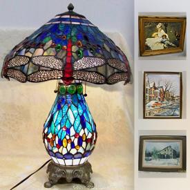 MaxSold Auction: This online auction features Stained Art Glass Table Lamp, Antique China Cabinet, Signed Howse Oil Painting, VINTAGE SUPER NINTENDO, Wedgwood Biscuit Barrel, Leolani Hawaiian Ukulele and much more!