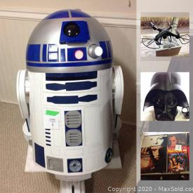 MaxSold Auction: This online auction features Collectible Star Wars and Star Trek including a full-size R2D2 and a USS Enterprise sushi set; die cast Air stream camper. An electric wood stove. Thule bike racks. Vintage c 1964 glass punch bowl and ladle and more!