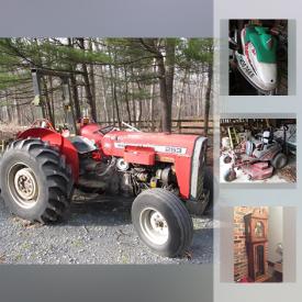 MaxSold Auction: This online auction features Allis Chalmers Fork Lift, Battery Charger, Air Compressor, Massey Ferguson Tractor, Jet Ski, Montessori Motorbike, Tiffany-style Lamp, Guitar, Children's Books, Grandmother Clock, Vintage Tiger Oak Dresser, Wicker Furniture, Cedar Chest, Madame Alexander Dolls, Skis, Fishing Equipment and much more!