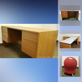 MaxSold Auction: This online auction features L-Shaped Desks, Stand-up Desk, Office Chairs, Microwave, Water Cooler, Conference Table, Mini-Fridge, Filing Cabinet, Coat Rack and much more!