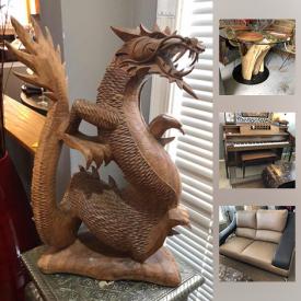 MaxSold Auction: This online auction features Towle Sterling Flatware, Armoire, Buffet, Teak and Glass Table, Story and Clark Piano, Royal Worcester Porcelain Dishes, Teak Hand Carved Dragon, Teak Cabinet, Teak Trunk and much more!