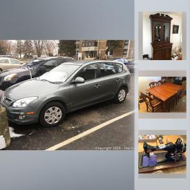 MaxSold Auction: This online auction features a 2010 Hyundai Touring hatchback. Jewelry such as a 10K gold ring with eleven diamonds weighing 0.25. Art includes a P. MacAulay watercolour of Peggy's Cove, as well as a Schonberger and more; original oils signed G. Webb and two H. Gooyer; soapstone carvings and Hoselton sculpture. Furniture includes a Gignere & Morin dining table and chairs set, Styles light blue sofa and armchair, office furnishings such as a wall unit with integrated desk and matching light wood filing cabinets; many rattan and wicker pieces. Vintage PFAFF sewing machine in wooden case, nautical barometer and masthead copper lantern, brass oil lamps / glass oil lamps, Zeiss Ikon camera, wood moulds and more! Collectible pottery, Delft, souvenir spoons, #2 crock and miniatures in printers case. Electronics include a Samsung tablet, 32" TV; Sony DVD; Yamaha and Philips stereo components and more!