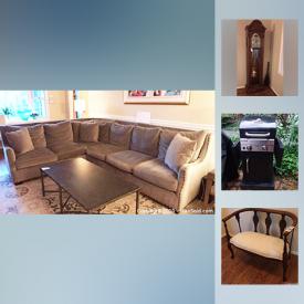 MaxSold Auction: This online auction features Vintage Settee, Heritage Hall Ironstone 4411 dinner set, Thomasville Sectional Sofa, Sligh Grandfather Clock, Dressing Table, R.L.Rennison Sunderland Clock, Vienna Acoustic Speaker System, Wrought Iron Food Car and much more!