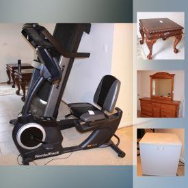 MaxSold Auction: This online auction features a ping pong table, mini fridge, loveseat, end tables, stationary bike and treadmill, flat screen TV, office items, shelving units, camp chair, dresser, trimmer, blower, wooden bed frame, chest freezer, lawnmower and more!