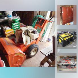 MaxSold Auction: This online auction features a snow blower, generator, new tools, mack truck items, disney, electronics, vintage flexible flyer sleds, yard care items, ladders, auto care items, craftsman wall cabinets, vintage and antique books, pool supplies, bedding and linens, Christmas decor, ash vac, vintage coolers, rattan end tables, steins and mugs, Harley Davidson memorabilia, shelving unit, Hess trucks, model trains, toys, lamps, clock, die cast cars, baskets, shelving unit, cabinet, recliner rocker, collectible barbies, piano and much more!