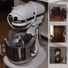 MaxSold Auction: This online auction features Wall Clock, Sewing Table, wooden rocking dog, Cabinet, Tonka Big Trucks, Piaf Creative sewing machine, Typewriter, Kitchen Aid Professional, Birks Sterling Cutlery and much more!