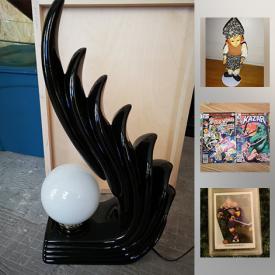 MaxSold Auction: This online auction features collectible sports memorabilia; comics; die cast cars and planes; Wade Red Rose figures; Robert Held art glass; 1st edition and rare books; Coke / Pepsi. Atomic age designer lamp. Art includes - Indigenous, signed original and signed prints and more!