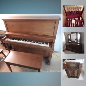 MaxSold Auction: This online auction features Royal Coulton Barberry China, Lamp, Dresser, Propane Barbeque, Pioneer Stereo Receiver, Williams Upright Piano, Vintage Phonola Radio, Antique Telephone and much more!