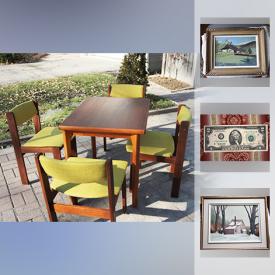 MaxSold Auction: This online auction features Mid-Century Teak Dinning table, books, $2 bill, coins, Cutco knives, 1950’s Pyrex bowls, Le Creuset Teal Dutch oven, art and much more!