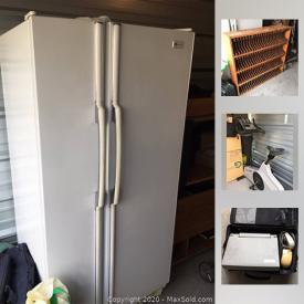 MaxSold Auction: This online auction features the contents of a storage locker that includes an Exercise Bike, Side by Side Refrigerator, Reel Mower, Laptop, Football Journals, Bookcases, Filing Cabinets and much more!