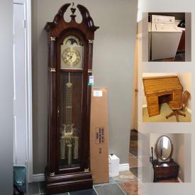 MaxSold Auction: This online auction features Sligh Grandfather Clock, Vintage Fur Coat, Sterling Silver Jewelry, Wool Rugs, Pollocks Furniture, Minton China Dishes, Sterling Silver Items, Roll Top Desk, Exercise Equipment, Sports Arts, Golf Clubs, GoPro Camera, Board Games, Lladro Figurines, Sharp TV, Kenmore Dryer, Tools and much more!