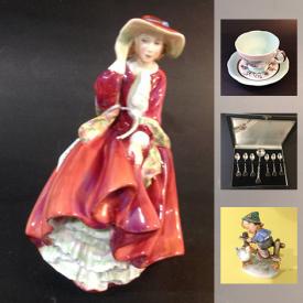 MaxSold Auction: This online auction features Teacup Collection, Royal Doulton Figurines, Hummel Figurines, Coins, Swarovski Crystal Figurines, Silver Plated Serving Set Capodimonte Figurines, Copeland Spode Dishes, Murano Handblown Dishes, Asian Woodblock Printing Device, Original Artwork, Birks Sterling Silver Items, Collector's Plates and much more!