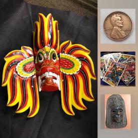 MaxSold Auction: This online auction features Antique Coins, Fishing Equipment, Comics, Stamps, Sterling Silver Jewelry, Vintage Porcelain Brooch, Sterling Turquoise Earrings, Indonesian Painted Wood Tribal Mask, Downhill Skis, Porcelain Doll, Humidor, Vintage Brooches, Original Watercolour, Art Glass, Nephrite Jade and much more!