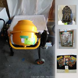 MaxSold Auction: This online auction features Vintage Mantel Clocks, Coffee Maker NIB, Vintage Pottery Tea Pot, Antique Pendulum Hanging Lights, Stained Glass, Z-Brick Wall Tiles NIB, Drill Bit Sharpener NIB, Electric Concrete Mixer, Electric Chainsaw, Porcelain Collectors Plates, Vintage Hockey & Baseball Cards, Comic Books, Antique Wabasso Box, Antique Barn Doors and  much more!