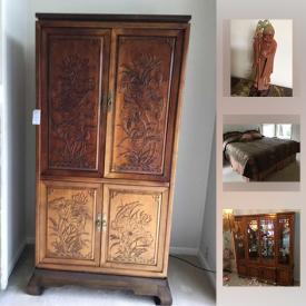 MaxSold Auction: This online auction features art such as Asian wall plaques, scroll art, and framed prints, furniture such as glass top tables, Habersham cabinet, Hans Upholstery sofa, and Broyhill king size bed, electronics such as HP computer, 37” Samsung TV, and stereo equipment, GE humidifier, power tools such as Black and Decker edger, and Weller soldering iron, painting supplies, home decor, wool rugs, patio furniture, kitchenware and much more!