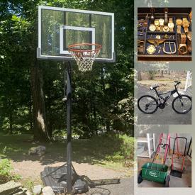 MaxSold Auction: This online auction features portable basketball hoop, metal and paint abstract wall art, Mountain bikes, Pilot gear, includes 4 headsets, navigation boards, Three computer hard drives and monitors, books young adult and children's titles, reference, studies and cookbooks, wireless IP camera, NIB. electronics by Philips, Magnavox and much more