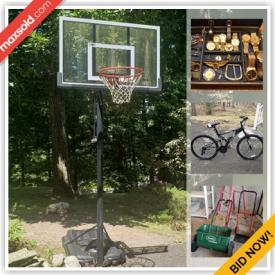 MaxSold Auction: This online auction features portable basketball hoop, metal and paint abstract wall art, Mountain bikes, Pilot gear, includes 4 headsets, navigation boards, Three computer hard drives and monitors, books young adult and children's titles, reference, studies and cookbooks, wireless IP camera, NIB. electronics by Philips, Magnavox and much more