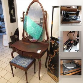 MaxSold Auction: This online auction features Turntable, CD Player, Receiver, Wood Vanity, Weber Grill, Lawnmower, Display Cabinet, Stained Glass Windows, Century Furniture Server, Singer Sewing Machine, Dyson Vacuum and much more!