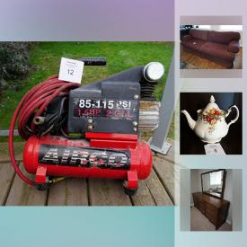 MaxSold Auction: This online auction features Teacups, Old Country Roses Coffeepot, Mikasa bone china, Airco portable compressor, Leather recliner and much more!