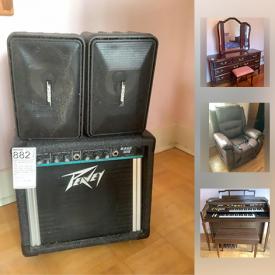 MaxSold Auction: This auction features electronics such as Bose speakers, Yamaha Electone Organ and Amp, unique instruments, furniture such as shelves, solid wood chairs, tables, pine desks, cabinets, dressers, TV, and lamps, AP INC INDUSTRIES pieces, prints and original artwork, Area Carpet, Soda Stream and other kitchen appliances, Vinyl framed windows, fitness equipment and much more!