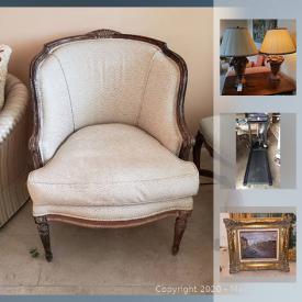 MaxSold Auction: This online auction features Antique and Vintage Country French and French Provincial style armoire, settees, cane-back chairs, benches, side tables and more! Two burled desks - a partners desk and secretary. Art such as original paintings by Helen Caswell; a signed Calder; limited edition prints and vintage paintings. Collectible Vintage LPs and books; brass; table linens; Royal Copenhagen and Limoges figurines as well as ceramic animals; Asian decor; Porcelain dolls. Wieder  Crossbow and True treadmill. Electronics include Marantz, Fisher and Carver receivers, Harmon Kardon speakers, Aiwa turntable; 2 Vizio, Sharp and Samsung TVs. Dell desk top and Sharp monitor. China such as Limoges, Rosenthal and Syracuse pieces and more!