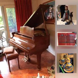 MaxSold Auction: This online auction features Samick baby grand piano, collectibles such as Luster ware, Lladro, and Noritake, art such as original signed art, Peruvian pottery, African art, and art glass, furniture such as sandstone coffee and end table, media cabinet, and wooden dining table, electronics such as 23” LG monitor, and speakers, costume jewelry, vintage flute, photography equipment, Kate Spade glassware, vintage clothing, antique Persian area rugs, fishing equipment, golf clubs, women’s accessories, vintage women’s clothing, small kitchen appliance, and much more!