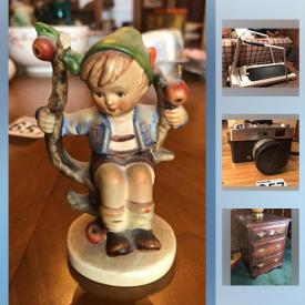 MaxSold Auction: This online auction features an Antique Hoosier cabinet, wagon wheel hub vase and lamp, dolls and photo album and more! Art such as signed and limited edition prints by artists F. W. Reiter, Joseph Anthony and David Silverberg to name a few. Electronics include a vintage RCA Victor cabinet radio with 78 records, vintage stereo components, vintage TVs and radios. Antique and vintage China such as a Majolica pitcher, Rosenthal "Crystalline" coffee / cocoa service, Lustre ware, Danby stoneware, Royal Worcester "Evesham" bakeware, Dansk everyday white, two children's tea sets. Furniture includes two dining room sets with china cabinet and china hutch, Hespeler server; several blanket boxes / HE cedar chest, bedroom pieces such as an Ethan Allen dresser. Vintage lighting - MC floor lamp, table lamps, milk glass table lamps; hockey magazines; Konica 35mm camera. Collectible Royal Doulton, Hummel and soapstone figurines; Blue Mountain Pottery, Moorcroft, Majolica pitcher and plant stand; dresser accessories including a French Ivory set; Staffordshire china florals; art pottery, Belleek, MC ceramics; brass and copper; Pyrex, stoneware mixing bowls; sheet music, marbles and coins; McCoy planters and more! Glass and Crystal including depression, milk, enamelled, serving pieces and stemware. Yard and Garden tools. Shop tools  and much more!