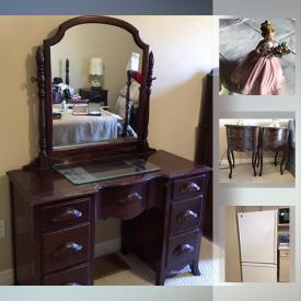 MaxSold Auction: This online auction features Small Kitchen Appliances, Mahogany Bedroom Furniture, Bohemian Crystal Vanity Set, Jewelry Cabinet, Cameo Jewelry, Vintage Rhinestone Jewelry, Precious Moments Figurines, Teacups, Refrigerators, Stackable Washer & Dryer, Freezer and much more!