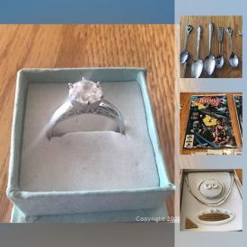 MaxSold Auction: This online auction features Collectible Comics; Coins and Stamps; Lighters; Sterling silver dresser items and entertaining pieces. Jewelry such as men's and ladies costume, gold-filled, sterling silver rings and earrings and more!