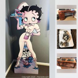 MaxSold Auction: This online auction features Sony 32" LCD TV, Computer Desk, Betty Boop Standup, School Desk, Carpet, Leather Jacket, Gold Earrings, watches and much more!