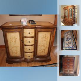 MaxSold Auction: This online auction features Tall Dresser, Solid oak dresser, Antique Cane Chairs, Thomasville Server, Reclining Leather Chair, Roundtop Trunk and much more!