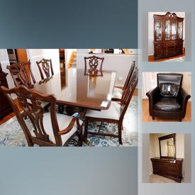 MaxSold Auction: This online auction features Patio Furniture such as a wicker set which includes a sofa, coffee and end tables, chair and lounge chair as well as two table and chair sets and more! Several Bedroom suites, including a sleigh bed and a day bed with trundle. An unusual revolving door cabinet. A dining room suite with china hutch, double pedestal dining table and six chairs. Office furnishings including several desks. Electronics such as a Sony receiver and Blue Ray player, TLC Roku TV, And a RCA VCR. Signed prints. Collectible miniatures and Limoges decor plates and more!