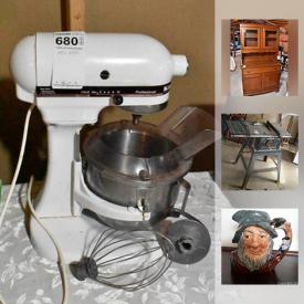 MaxSold Auction: This online auction features furniture such as chairs, wood table, Vilas cabinet, Little Folks tallboy dresser, desk, shelving unit, dresser, coffee table, headboard, bench and more, freezer, walker, yarn and knitting items, lanterns, drum kit and stool, wine bottle corker, records, prints, rain barrels, mantelpiece, art and prints, candles and figurines, small kitchen appliances such as a microwave, slicer and more, hockey cards, Royal Doulton toby mugs, rooftop carrier, bicycle, lawnmower, table saw and much more!