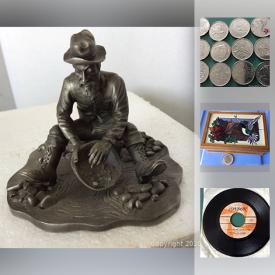 MaxSold Auction: This online auction features vintage items and a large collection of collectibles such as Fine Pewter Figure, Canadian Dimes, Collectible Stamps, Disney Toys,  1994 Hot Wheels, star wars collection, ninja turtle figures, Peanuts Collectibles, Kinder Smurfs toys, LP's and much more.