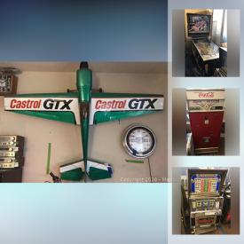 MaxSold Auction: This online auction features HVI and Shoprider motorized scooters, Invacare motorized wheelchair. Recreational such as a pinball machine and Bally slot machine Electronics include a vintage CB radio; vintage Pioneer, Technics and Communication receivers; computer components such as Dell and Emerson monitors; a Husqvarna Viking sewing machine, Genesys scan system, Pacific Laser. Tools such as Stihl concrete saw and a rolling tool chest. Collectible models such as Tootsie, Matchbox, Hotwheels, Nascar, and Harley Davidson car, trucks and motorcycles; Audi sailboat; Goodyear blimp. NordicTrack exercise bike. Sporting goods include a men's Schwinn and limited edition Dyno Von Franco beach cruisers; Rossignol skis; and Sun Mountain caddy. Vintage leather chair and airplane parts and much more!