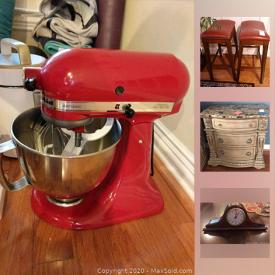 MaxSold Auction: This online auction features Furniture such as a Herringbone inlay patterned dining table, dining chairs, bench and buffet suite; two bedroom suites including king and queen sleigh beds, plus more bedroom pieces. Red KitchenAid stand mixer and accessories. Lawn and Garden tools. Lamps, decor and more!