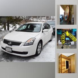 MaxSold Auction: This online auction features Nissan Altima, Costume Jewelry, Fitness Equipment, Small Kitchen Appliances, Air Compressor, Retail Displays, Toreadors, Mobile Power Pack, Ornamental Sword, Washing Machine, Ping pong Table, Sauna, Samsung Fridge Freezer and much more!

