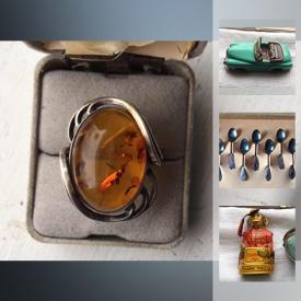 MaxSold Auction: This online auction features Vintage Tin Toys, Perfume Bottles, Doll House Furniture, Sterling Jewelry, Art Glass, Gold Earrings, Vintage Salt Pepper Shakers, Beer Signs, Weighted Blanket and much more!