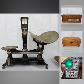 MaxSold Auction: This online auction features jewelry, electronics, vintage items, collectibles, decor, Deer Planter, turntables, Tabletop Radio, Hitachi Cassette Recorder, Telequipment Oscilloscope, Safety Can,  Weight Inventory Scale, Bob Dylan Scrapbook, Speaker, Star Trek Costumes books, records, Kencraft decoder amplifier, books and much more.