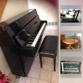 MaxSold Auction: This online auction features Furniture such as dining tables and chair sets, buffets, china cabinet; sofa's, loveseat; side and coffee tables and bedroom components.. Regency "Snow White" dish set. Le Creuset bakeware. Keys folding treadmill. Samick piano and bench and more!