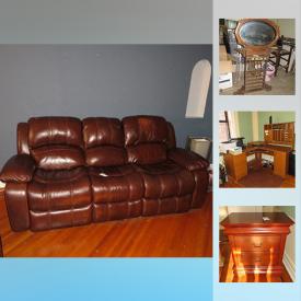 MaxSold Auction: This online auction features Furniture such as a vintage pool cue rack and bar height armchairs with one arm wider (for drinks / snacks, etc.,) Man Wah Furniture Co. leather recliner and recliner sofa; Bernhardt 4-post bed, corner desk with hutch and more! Full length fur. Two Frigidaire window AC unit. Vintage door hardware. Cycle HydroMag bicycle trainer. Blue Willow ware China and more!