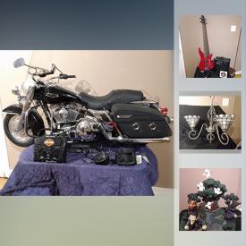 MaxSold Auction: This online auction features Bright Remote Harley Davidson, "Curl Secret" curling iron, Speaker System, Telescope, Light Fixture, Clock and much more!