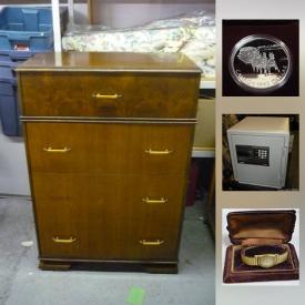 MaxSold Auction: This online auction features Oak dining table and six chairs, Antique safe, Art deco style vintage Waterfall vanity dresser, Eufy robotic vacuum, D Day commemorative coin, Antique Rockford pocket watch, vintage hockey cards and much more!