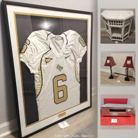 MaxSold Auction: This online auction features Brian Watters UCF jersey, Nightstand, Throw Blanket, Original Oil Painting, Bike locks, Yamaha Speakers, Authentic Leather sofa, YAMAHA RECEIVER HTR 5930 and much more!