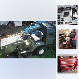 MaxSold Auction: This online auction features Tools and Tool Chests and boxes - Husky, Sears and Craftsman chests; Mastercraft multicutter Precision saw and grinder, Rockwell Tilting Arbor Saw and Joiner, reciprocating saws, Drill press, Black and Deck alligator, Blow torch with attachments, Bodine and Craftsman Air Compressors, 2 Dremel's and more! Collectible trains; brass; toys; Cherished Teddys. Musical instruments include bugles, guitar and ukulele. Art work. Auto creeper and Simoniz Orbital Polisher. Farm equipment such as a vintage Stockholm cream separator, yoke. Sporting goods include a pool cue in case and vintage child's toboggan. Yard and Garden such as a cart filled with tools, a motorized plow, Massey Ferguson and Craftsman tractors, McCulloch chain saw. Blow torch Ultimate 2 exercise machine. Furniture includes a storage cabinet and hall table and more!