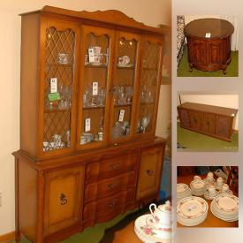 MaxSold Auction: This online auction features vintage stereo cabinet, NIB golf shoes, small kitchen appliances, framed needlework, Johnson Brothers China, antique furniture, exercise equipment, upright freezer, industrial ice cream freezer, lawnmowers, antique tools, NIB golf balls, hand tools and much more!